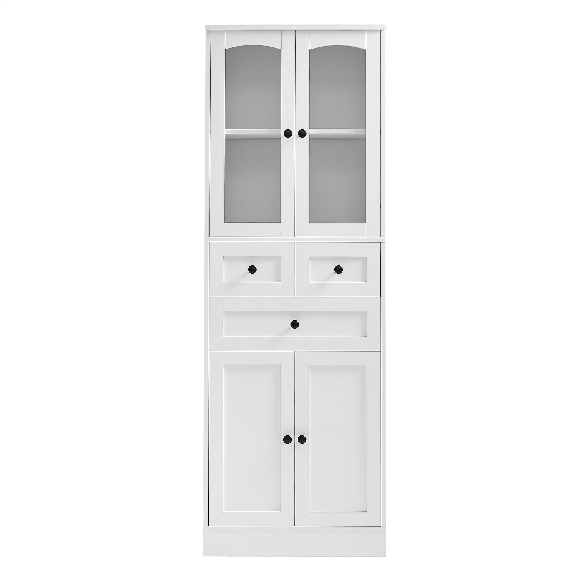 Tall Bathroom Storage Cabinet, Cabinet With Four Doors And Drawers, Adjustable Shelf, Mdf Board, White White Mdf