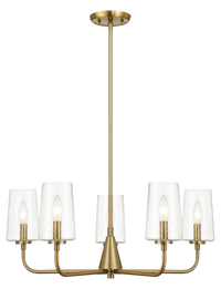 Dazzle Five Lights Chandelier With Clear Seeded Glass Satin Brass Clear,Gold Ceiling Lights Brass,Glass