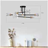 Modern Ceiling Lamp With Light Fixture 6*G9 Bulbs Included ,Modern Semi Flush Mount Light Fixture Crystal Chandelier For Dining Room, Bedroom, Living Room Matte Black Matte Gold Gold,Matte Black