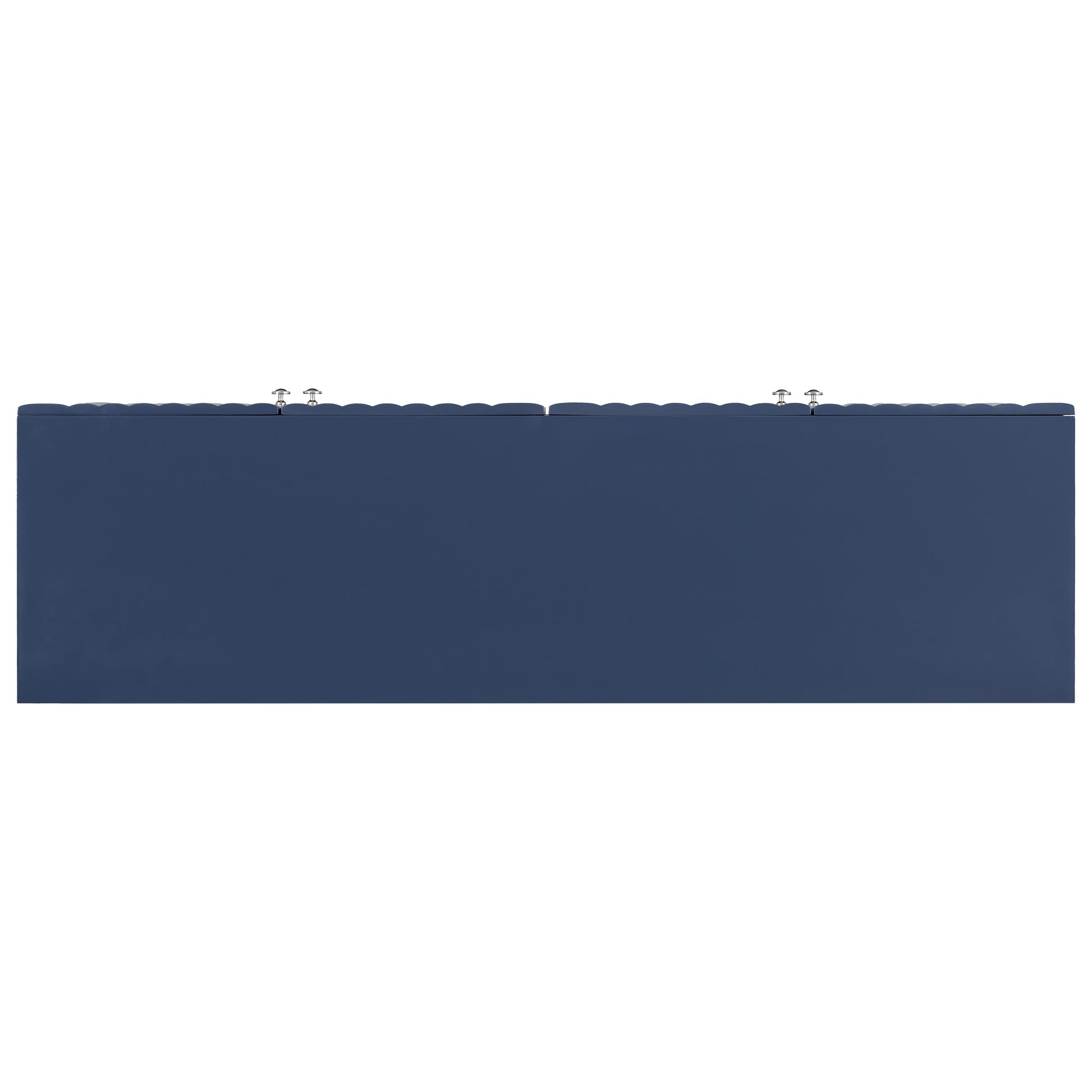Elegant Four Door Sideboard With Wavy Pattern Doors, Cylindrical Legs, And Sleek Metal Handles, Adjustable, Suitable For Study, Entryway And Living Room Navy Blue Primary Living Space American