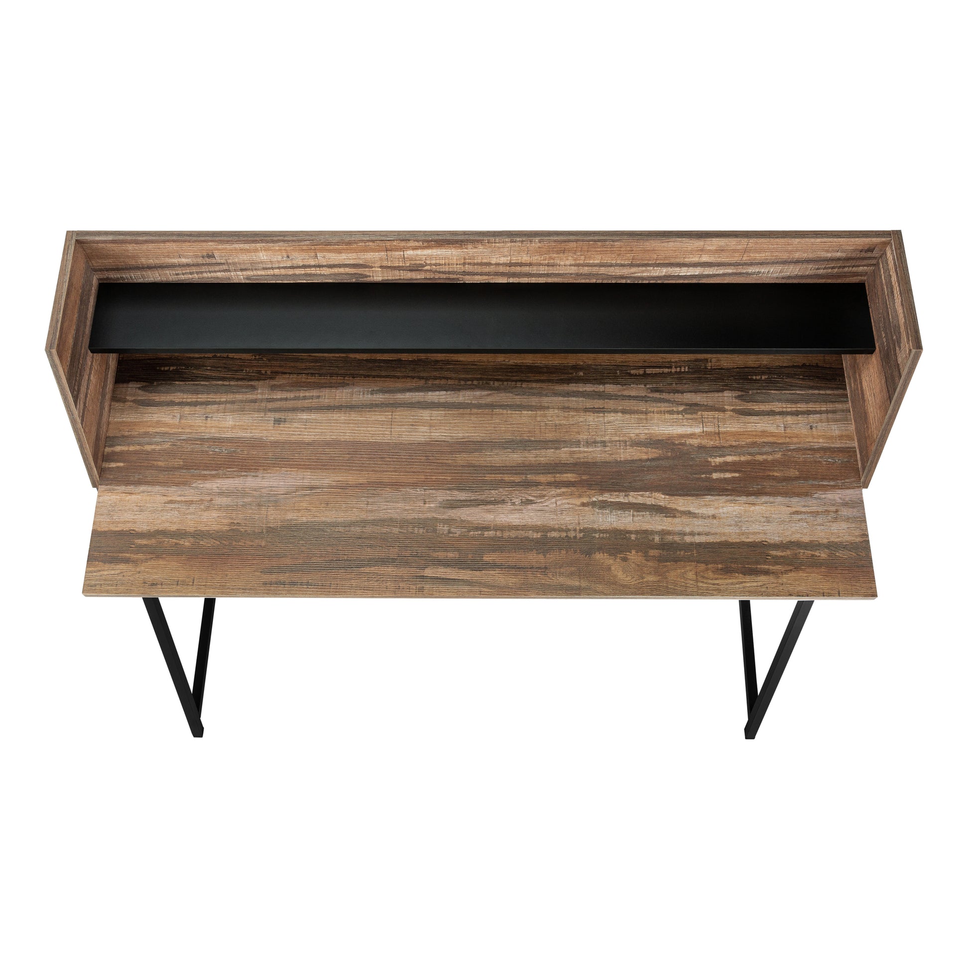 Computer Desk, Home Office, Laptop, Storage Shelves, 48"L, Work, Brown Laminate, Black Metal, Contemporary, Modern Brown Particle Board