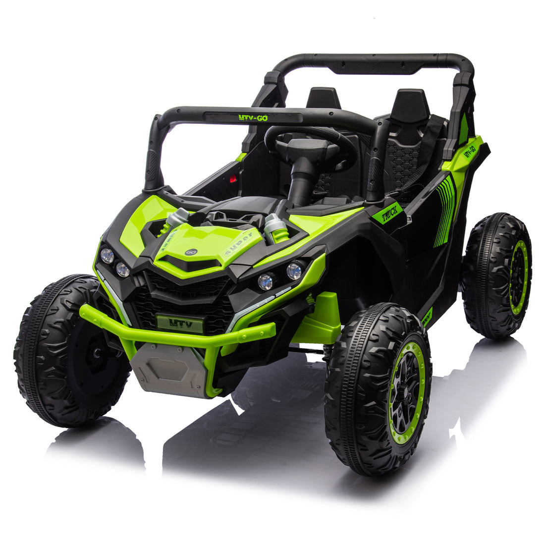 24V Two Seater Kids Ride On Utv W Parents Remote Control,Four Wheel Suspension,Slow Start,Large Wheel Design,Anti Collision Bar,Storage Space,Music,Usb,Bluetooth,Volume Control,Led Lights For Kids 3