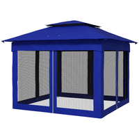Outsunny 11' X 11' Pop Up Canopy, Outdoor Patio Gazebo Shelter With Removable Zipper Netting, Instant Event Tent W 114 Square Feet Of Shade And Carry Bag For Backyard, Garden, Blue Blue Metal