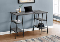 Computer Desk, Home Office, Laptop, Storage Shelves, 48"L, Work, Grey Laminate, Black Metal, Contemporary, Modern Grey Metal