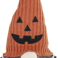 8.3X4.7X23.5" Fabric Sitting Gnome With Orange Knit Hat, For Halloween Decor Black,Orange,White Polyester