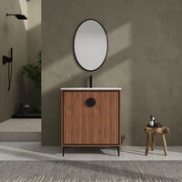 30 "Bathroom Vanity, 2 Doors, Bathroom Cabinet Vanity Freestanding Cabinet Engineered Wood With Sink Brown Bathroom American Design Ceramic Engineered Wood