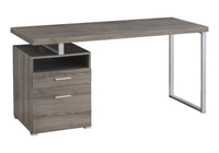 Computer Desk, Home Office, Laptop, Left, Right Set Up, Storage Drawers, 60"L, Work, Brown Laminate, Grey Metal, Contemporary, Modern Taupe Particle Board