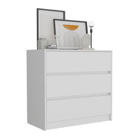 Dresser 31"H, 3 Drawers, Chest Of Drawers, White White Bedroom Modern Particle Board Particle Board
