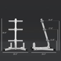 Soozier 2 Inch Weight Rack For Plates And 3 Bars, Olympic Weight Tree Bumper Plate Storage Holder, 660 Lbs. Capacity, White White Steel