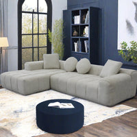 Modern L Style Light Gray L Shaped Compressed Sofa Chaise Lounge: High Resilience Soft, Comfortable Seating, Space Saving Design, Ideal For Small Spaces Light Gray Linen Wood Primary Living Space