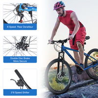 Mountain Bike For Men And Women 26 Inch 24 Speed Suspension Fork Kenda Tires Cycling Blue Garden & Outdoor Steel