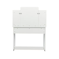 Modern Dressing Table With 2 Drawers, 4 Open Shelves Rectangular Makeup Table With Mirror, 10 Lamp Bulb,42.52*15.75* 52.76Inch,For Bedroom White Particle Board Mdf