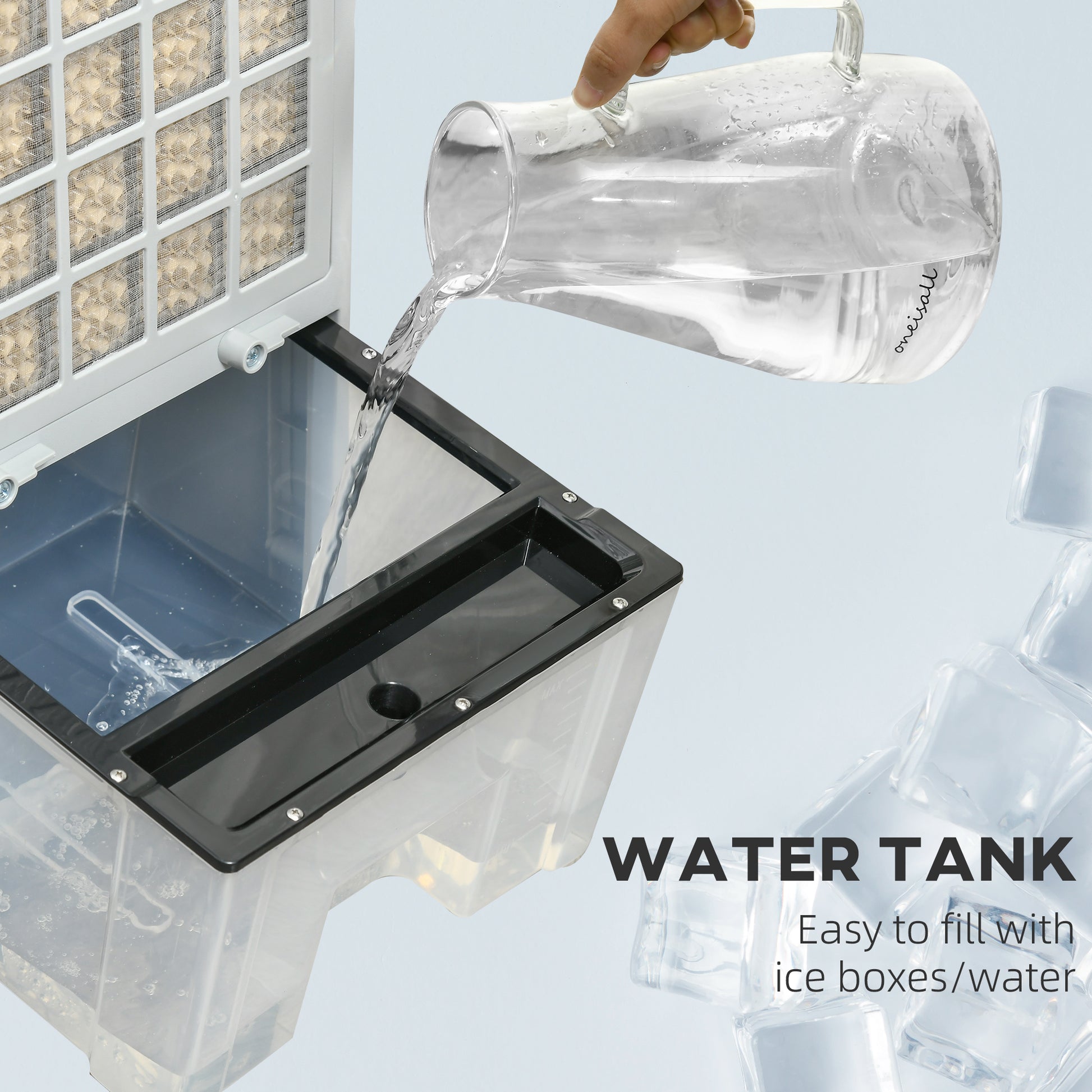 Homcom 32" Mobile Evaporative Air Cooler, 3 In 1 Ice Cooling Fan Water Conditioner Humidifier Unit With Remote, Timer, Oscillating, Led Display, 3.2Gal Water Tank For Home Office, Bedroom, White White Abs