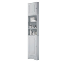 Multi Functional Corner Cabinet Tall Bathroom Storage Cabinet With Two Doors And Adjustable Shelves, Open Shelf, Grey Grey Mdf