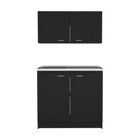 Zurich Cabinet Set, Two Shelves Black Black Particle Board