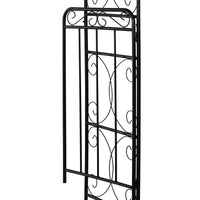 Outsunny 84" Garden Arch Arbor With Gate, Metal Arch Trellis, Garden Archway For Climbing Vines, Wedding Ceremony Decoration, Flourishes & Arrow Tips, Black Black Metal