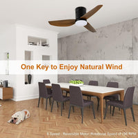 40 Inch Ceiling Fan With Led Light And Remote Control, 6 Speed Modes, 2 Rotating Modes, Timer Antique Brown Wood