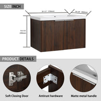 Soft Close Doors Bathroom Vanity With Sink,30 Inch For Small Bathroom,30X18 00630Caw Kd Packing California Walnut 2 Wall Mounted Modern Plywood Plywood