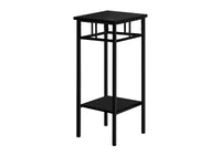 Accent Table, Side, End, Plant Stand, Square, Living Room, Bedroom, Black Laminate, Black Metal, Contemporary, Modern Black Mdf