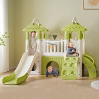 8 1 Toddler Climber And Slide Set,Kids Slide For Toddlers Age 1 , Kids Playground Climber Freestanding Slide Playset With Basketball Hoop, Play Combination For Babies,Indoor& Outdoor Green 150 199 Lbs Cute 1 To 2 Years Hdpe Indoor & Outdoor Use