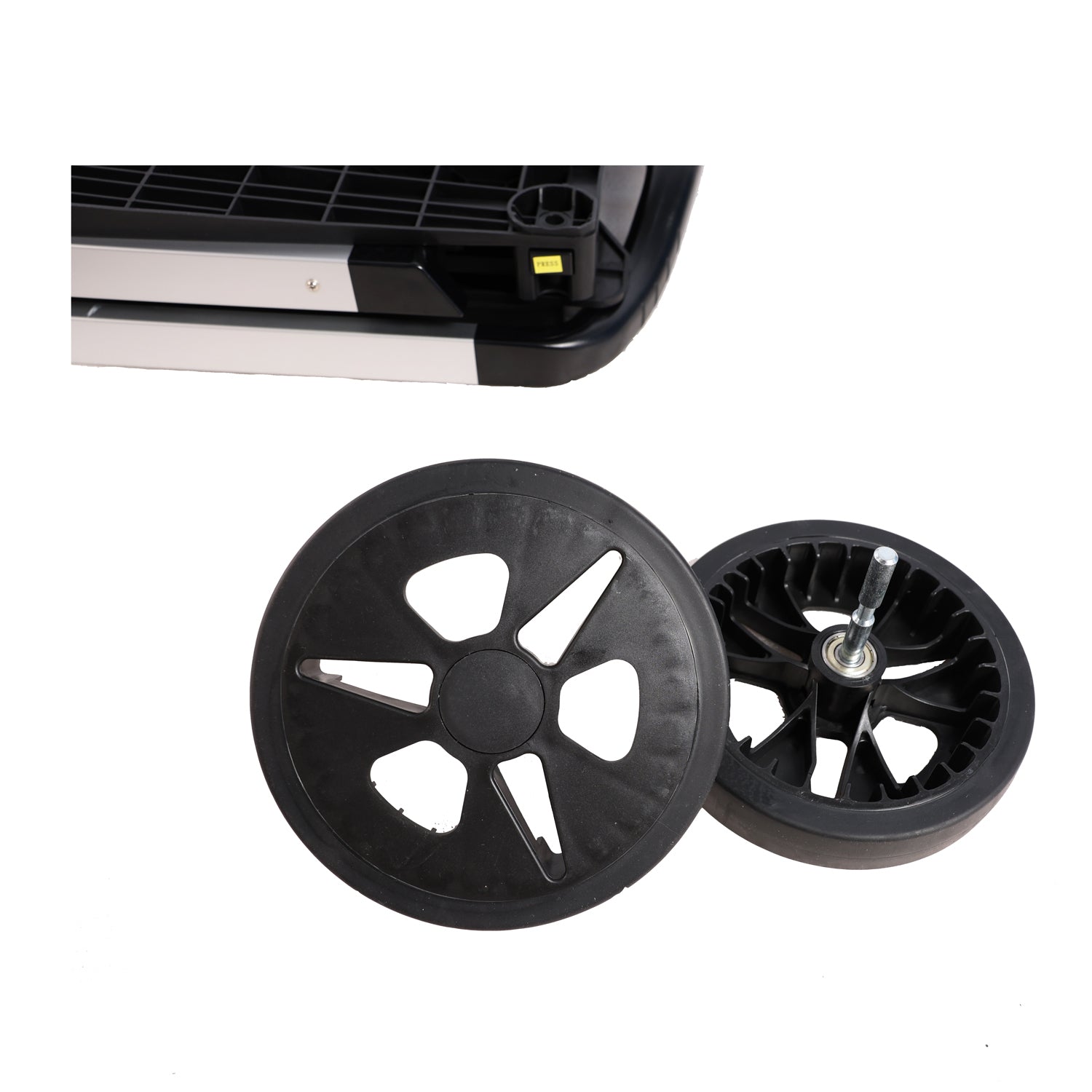 Folding Service Cart With Wheels Double Decker, Shopping, Library, Office Warehouse Moving Carts Black Blue Plastic