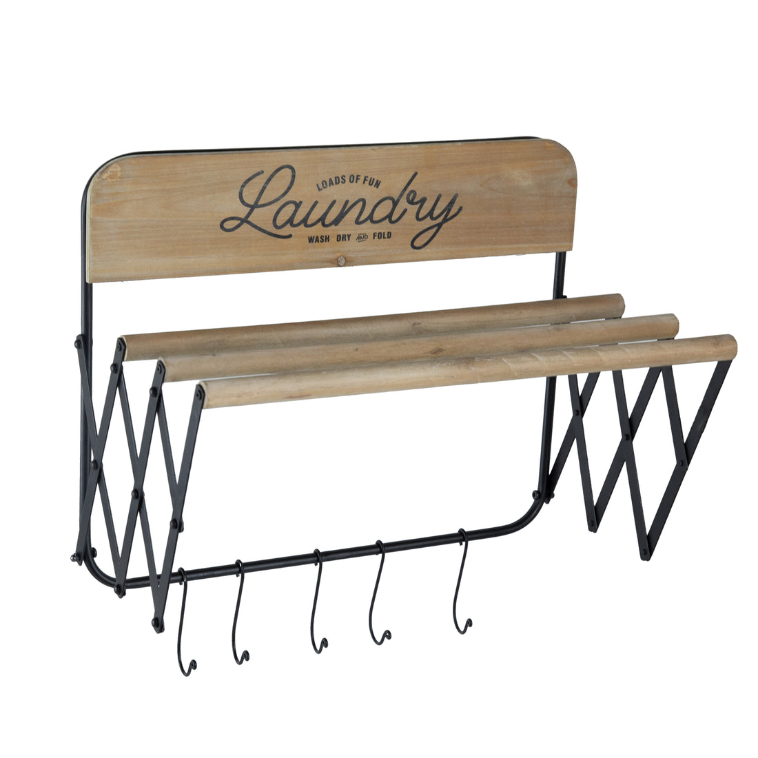 20X14X20" Laundry Rack With Accordion Design, Brown And Black Black Brown Iron