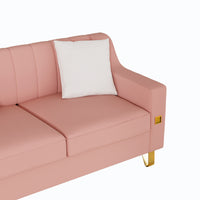 Fx P85 2S Pk 2 Seats Sofa Luxury Pink Velvet Loveseat Sofa With Gold Accents Modern 3 Seat Couch With Plush Cushions, Perfect For Living Room And Office Decor Temu Suitable Pink Velvet