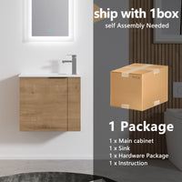 Bathroom Vanity With Sink 22 Inch For Small Bathroom,Floating Bathroom Vanity With Soft Close Door,Small Bathroom Vanity With Sink, 22X13 Kd Packing Imitative Oak 1 Soft Close Doors Bathroom Wall Mounted Modern Plywood Plywood