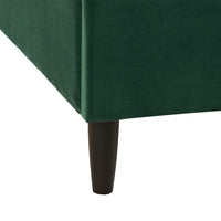 Aspen Vertical Tufted Modern Headboard Platform Bed Set, Queen, Evergreen Velvet Box Spring Not Required Queen Green Wood Foam Velvet Velvet