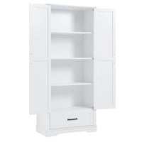 Tall Bathroom Storage Cabinet, Cabinet With Two Doors And One Drawer, Adjustable Shelf, Mdf Board, White White Mdf