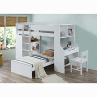 White Twin Loft Bed With Desk And Wardrobe White Bedroom Mdf Lvl