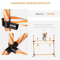 Pawhut 6 Piece Dog Agility Training Equipment With Hurdle Bag And Whistle, Orange And White Orange Plastic