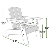 Hdpe Kid'S Size Adirondack Chair, Kidproof Ultra Durable Weather Resistant Design, White And Red White Hdpe