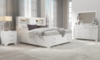 Civic White Full Bed White Solid Wood Mdf