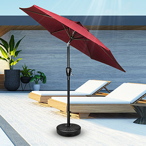 7.5Ft Patio Umbrella Outdoor Table Market Yard Umbrella With Push Button Tilt Crank, 6 Sturdy Ribs For Garden, Deck, Backyard, Pool, Red Red Stainless Steel