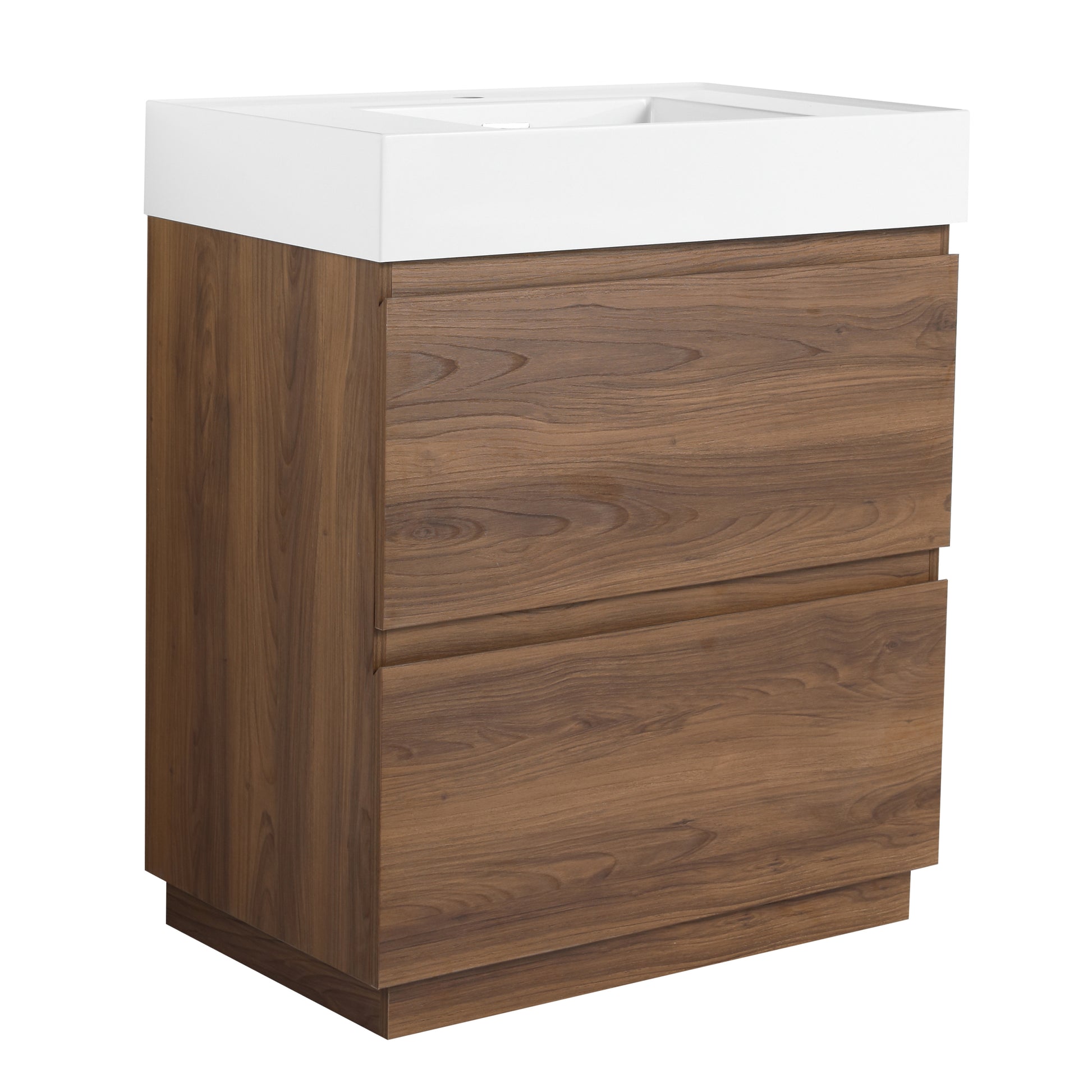 30" Bathroom Vanities With Single Sink Combo, Modern Undermount Bathroom Sink Cabinet With Double Drawer, Freestanding Bathroom Sink Cabinet,Engineering Wood,Brown Brown American Design Engineered Wood