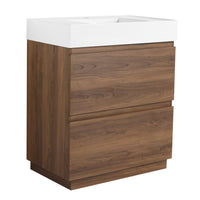 30" Bathroom Vanities With Single Sink Combo, Modern Undermount Bathroom Sink Cabinet With Double Drawer, Freestanding Bathroom Sink Cabinet,Engineering Wood,Brown Brown American Design Engineered Wood