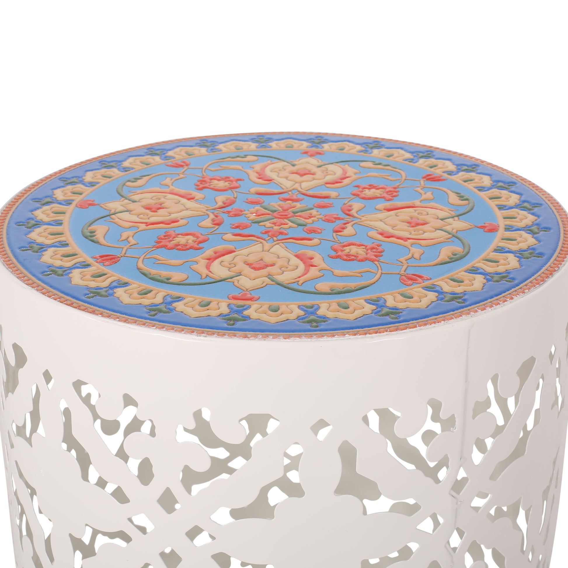 Castana Side Table White Mesh