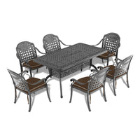 L59.05*W35.43 Inch Cast Aluminum Patio Dining Table With Black Frame And Umbrella Hole Complete Patio Set Black Rust Resistant Frame Garden & Outdoor Complete Patio Sets Aluminium