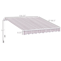 Outsunny 10' X 8' Retractable Awning, Patio Awnings, Sunshade Shelter W Manual Crank Handle, Uv & Water Resistant Fabric And Aluminum Frame For Deck, Balcony, Yard, Coffee Stripes Coffee Aluminum