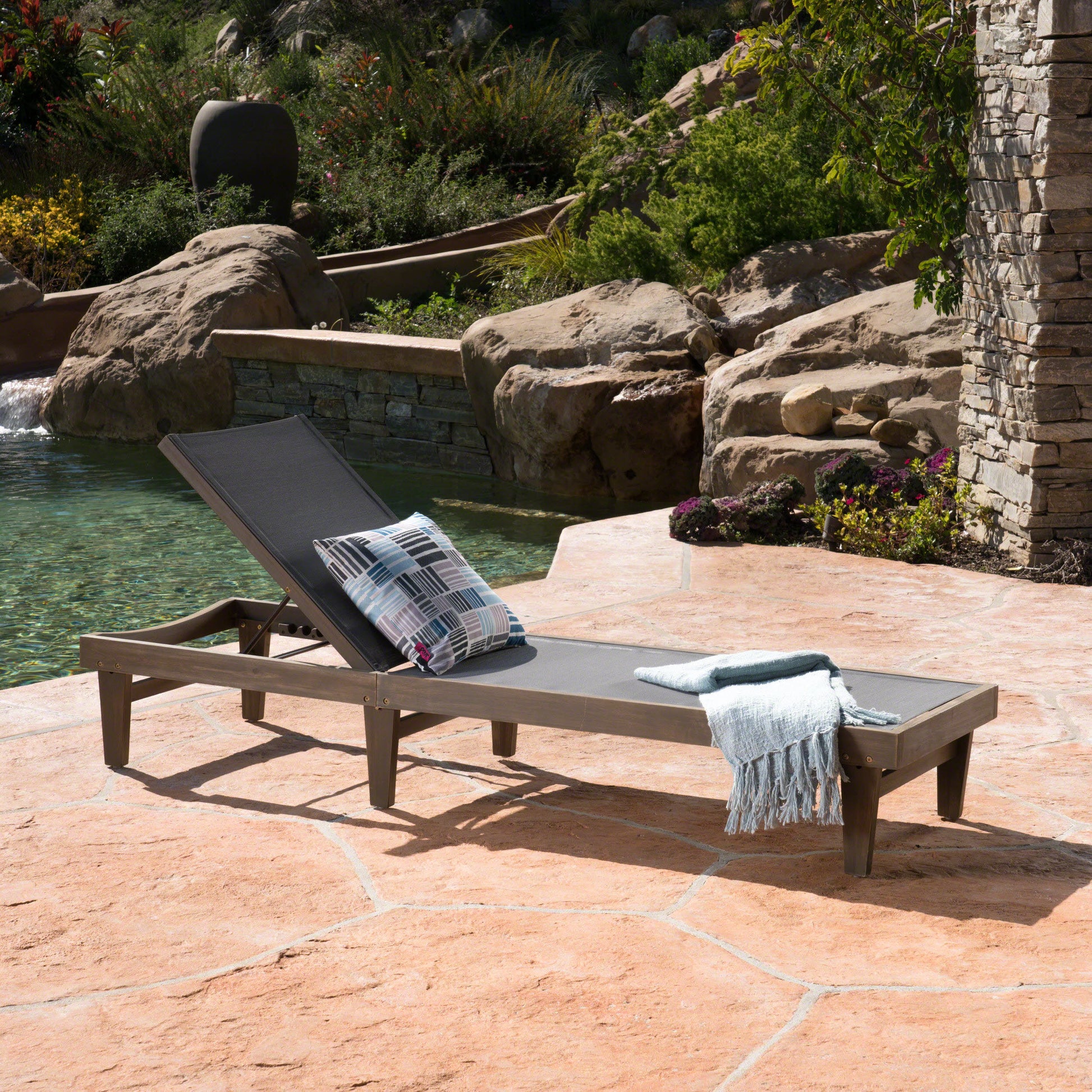 Summerland Chaise Lounge Dark Grey Mesh Dark Grey Aluminum