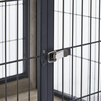 Furniture Style Dog Crate Side Table On Wheels With Double Doors And Lift Top.Grey,38.58''W X 25.5''D X 27.36''H. Grey Particle Board