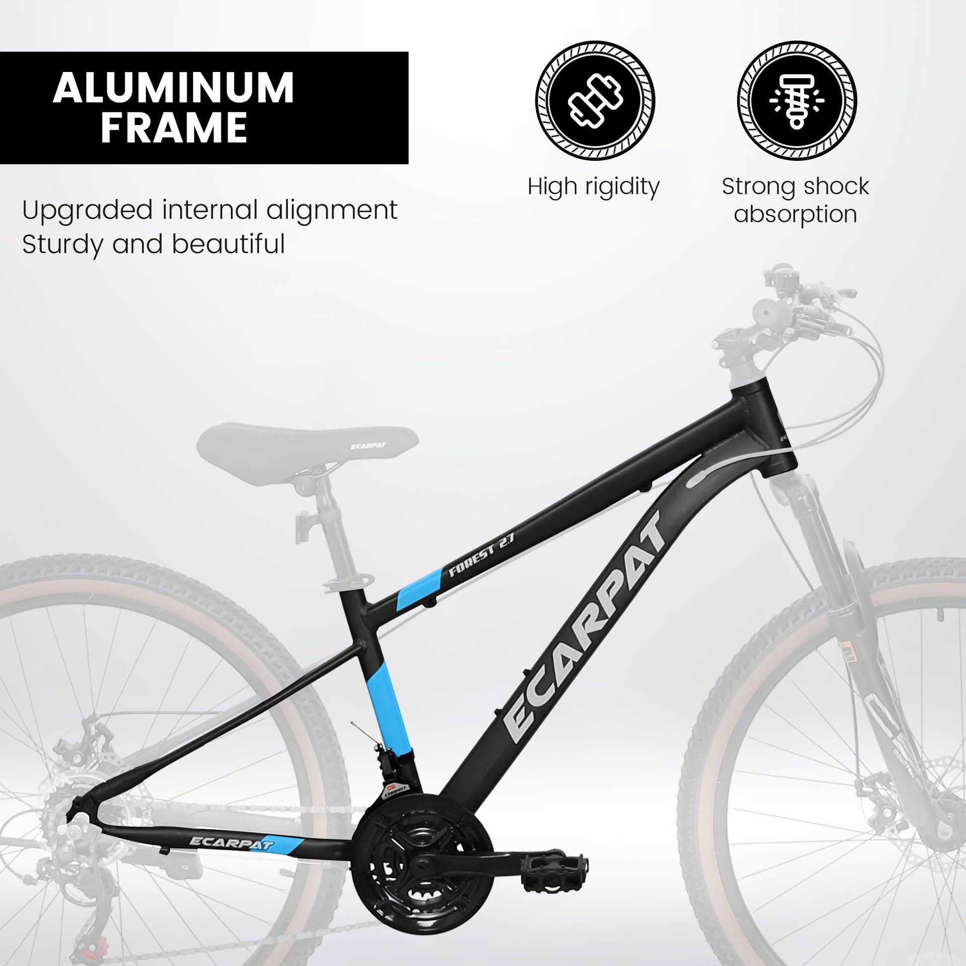 A27302 27 Inch Wheel Mountain Bike, 21 Speed Disc Brake Trigger Transmission, Aluminum Frame Unisex Mountain Bike Black,Blue Aluminium