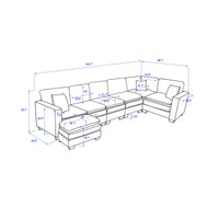 Modern U Shaped 6 Seat Sectional Sofa Couch With One Ottoman And Three Toss Pillows ,Modular Sofa For Living Room,Corduroy Sofa Green Corduroy 7 Seat