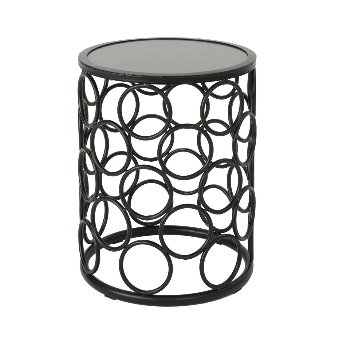 Side Table Grey Black Metal