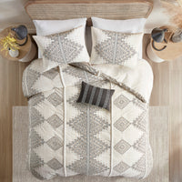 4 Piece Printed Duvet Cover Set With Throw Pillow King Black Ivory Polyester