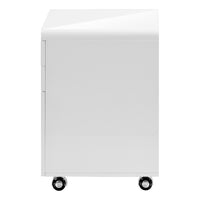 File Cabinet, Rolling Mobile, Storage Drawers, Printer Stand, Office, Work, Glossy White Laminate, Contemporary, Modern White Mdf