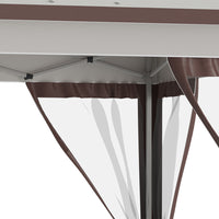 Outsunny 12' X 12' Pop Up Canopy Tent With Netting And Carry Bag, Instant Sun Shelter With 137 Sq.Ft Shade, Tents For Parties, Height Adjustable, For Outdoor, Garden, Patio, Beige And Brown Multicolor Steel