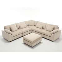 Arrival Oversized Modular Sectional Sofa Couch,Modern Minimalist Couches For Living Room,Free Combination Deep Seat Corner Couch For Living Room,Corduroy, Beige Beige Fabric 6 Seat