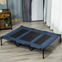 Pawhut 48" X 36"Elevated Dog Bed Portable Pet Cot, Raised Pet Bed W Carry Bag Metal Framemesh Indoor And Outdoor Dark Blue Dark Blue Metal